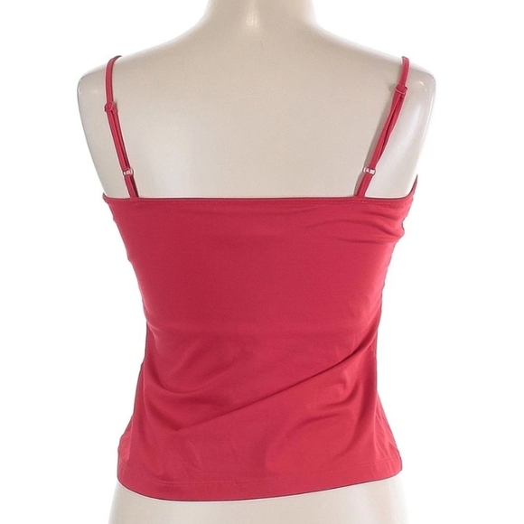 British Khaki Red Spaghetti Strp Adjustable Build In Bra Women's Tank Top Size M - Picture 2 of 3